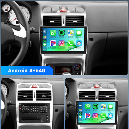 4+64G Android Car Radio for Peugeot 307/307CC/307SW 2002-2013 9 inch Touchscreen Wireless Carplay Car Radio with Android Auto Navi GPS Mirror Link Bluetooth WiFi/FM/RDS/EQ/SWC/USB Rear View Camera