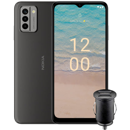 Nokia G22 6.52" HD+ kahe SIM-kaardiga Android 12 nutitelefoni komplekt koos autolaadijaga, 4/64 GB salvestusruumi, 3-päevase akuga, kiirparandusega, 2-aastaste operatsioonisüsteemi värskenduste, 3-aastase garantii ja igakuiste turvavärskendustega - hall