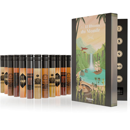 Wine tasting set, 12 wines (100 ml each), including tasting book (12 Rums World calendar)