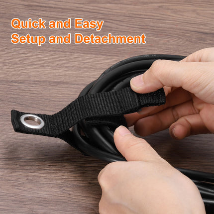 sourcing map 8 x Extension Cord Holder Organizer Straps 184 mm Heavy Duty Garage Carrying Straps for Power Cords, Cables, Hoses, Ropes, Black