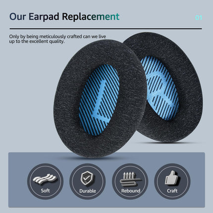 Comfort Ear Pads for Bose QuietComfort 25/QC25 Headphones, Compatible with QC35, QC35ii, QC45, QC15 and More, Exclusive Replacement Styles, s2