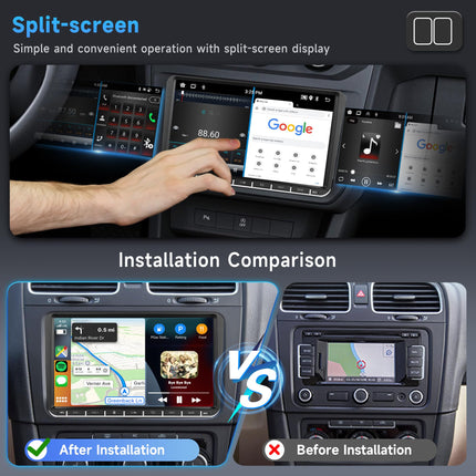 2G+64G Android autoraadio VW Golf 5 6 Passat Polo Tiguan Touran Caddy Skoda Seat jaoks koos Carplay Android Auto-ga, 9-tolline puutetundliku ekraaniga autoraadio GPS-navigatsiooniga Bluetooth FM/RDS WiFi EQ tahavaatekaamera