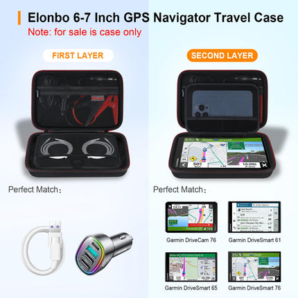 Elonbo GPS-i kõvaümbris 6-7-tollisele Garmin DriveSmart 76/66/65/61/ RV 780/795/dezl OTR700/OTR610 Garmin Catalyst GPS-navigatsioonisüsteemile, must