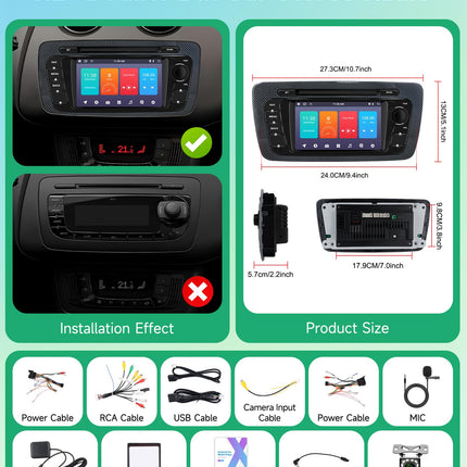 Rimoody 1G+32G Android 13 autoraadio 2 DIN Seat Ibizale 2009-2013 koos navigatsiooni, GPS, WiFi, 6,2-tollise autoraadioga, iOS/Android Mirror Link, Bluetooth, FM/RDS raadio, EQ, roolil juhtimine, tahavaatekaamera