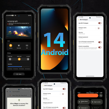 Ulefone Armor 24 õuemobiiltelefon 22000mAh aku 1000LM matkatuli, Android 14 24GB+256GB/SD-2TB õuenutitelefon, 64MP+64MP kaamera, 120Hz 6.78" FHD+, IP68 nutitelefon 4G kahe SIM-kaardiga/NFC/OTG/GPS