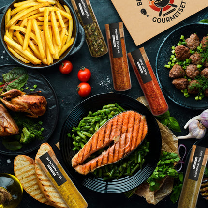 Kvaliteetne BBQ-vürtside komplekt, 5 BBQ-gurmeevürtsi koos retseptiideedega kvaliteetses kinkekomplektis meestele ja naistele, grillihuvilistele, isadepäevakingitus, sünnipäevakingitus