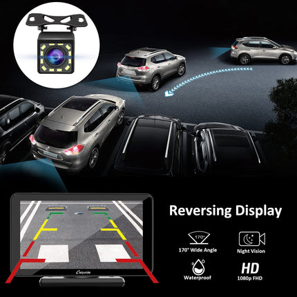 Carpuride Wireless Carplay &amp; Android Auto, 7-inch Touchscreen Digital Media Car Stereo Receiver, Portable Car Radio with Backup Camera, Mirror Link, Bluetooth, GPS, AUX, FM