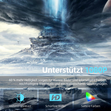 Nasini miniprojektor, 1080P toega kaasaskantav filmiprojektor, kodukino ja õues kasutamiseks, ühildub iOS-i ja Androidi telefoni, tahvelarvuti, sülearvuti, teleripulgaga, C-tüüpi, USB ja HDMI, projektori Bluetoothiga