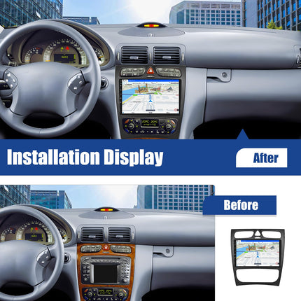 [1+32G] SIXWIN Android 13 autoraadio Mercedes-Benz C-klassile/CLK-le (2002-2004) koos Carplay/Android Auto/Mirrorlinkiga, 9-tolline mahtuvuslik puuteekraan WiFi, GPS, Bluetooth, FM/RDS, USB, Canbus ja tahavaatekaameraga