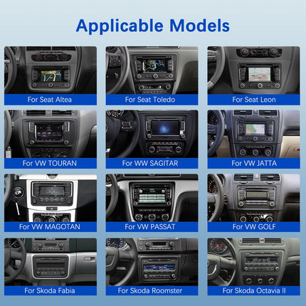 Podofo Android 13 autoraadio VW Passatile, Polo'le, Seat Skodale, Tiguanile, juhtmevaba Carplay Android Auto, 7-tolline puuteekraan 4G+64G koos Bluetoothi/peegliühenduse/FM/RDS/WiFi/GPS-navigatsiooni/hääljuhtimise + tahavaatekaameraga