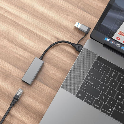 2.5G USB3.1 Etherneti adapter, 2-ühes USB-A/USB-C kuni 2.5Gbps Etherneti adapter, USB 3.1 kuni RJ45 võrgumuundur arvuti, sülearvuti, Windowsi, Mac OS Linuxi jaoks
