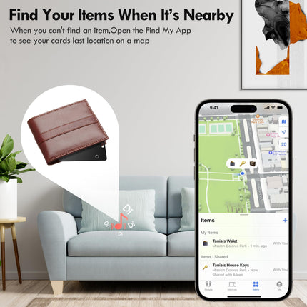 Rahakoti jälgimiskaart, õhuke, juhtmevaba, laetav, töötab Apple Find My rakendusega (ainult iOS), pagasisildi, rahakoti, passi ja telefoni esemete leidja