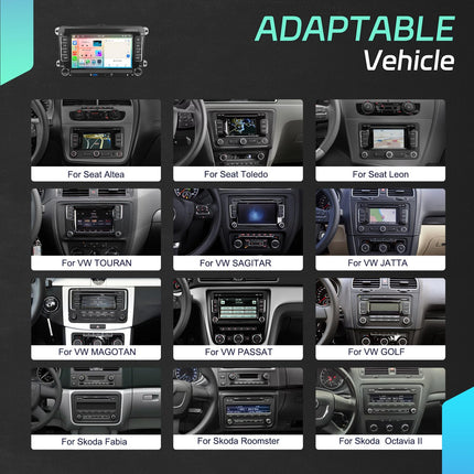 [4+64G 8-tuumaline] CAMECHO Android 13 autoraadio VW Golf 5 6 Polo Tiguan Caddy Skoda Passatile koos Carplay/Android Auto/Mirrorlinkiga, 7-tolline mahtuvuslik puuteekraan WiFi, GPS, FM, Bluetooth