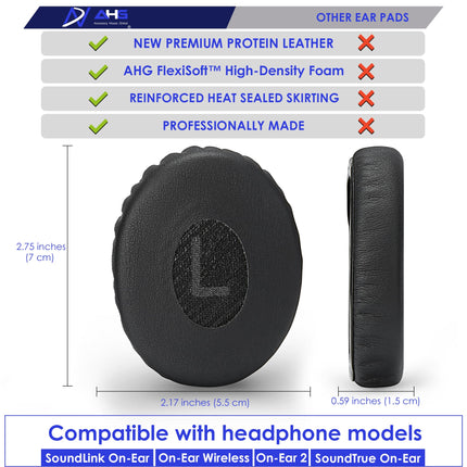 Premium Replacement SoundLink On-Ear Ear Pads Cushions Compatible with Bose SoundLink On-Ear Headphones, Bose On-Ear Wireless, Bose On-Ear 2 (OE2), and Bose SoundTrue On-Ear Headphones (Triple Black)