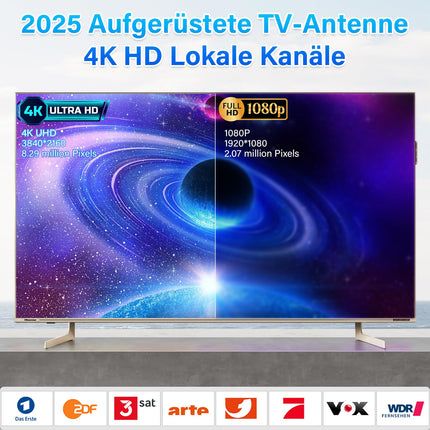 DVBT/DVBT2 antenn võimendiga - HDTV siseantenn teleritele, 420 km pikkune ulatus ja 360° vastuvõtt, magnetilise alusega - toetab 4K 1080P - kõik DAB/UHF/VHF telerid