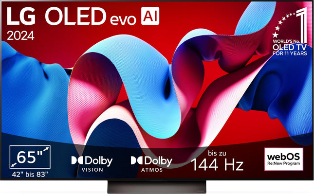 LG OLED65C47LA TV 65" (165 cm) OLED evo TV (α9 Gen7 4K AI processor, webOS 24, Dolby Vision, up to 120Hz) [Model year 2024]
