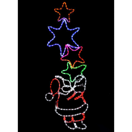 WeRChristmas 127 cm tall, Santa Claus motif with 4 Star LED light chain, silhouette, Christmas decoration