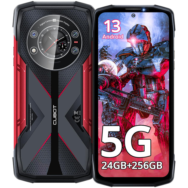 CUBOT Kingkong Star (2023) 5G õuenutitelefon Android 13, 24GB+256GB/1TB, 10600mAh(33W), 6.78" FHD+1.09" tagumise ekraaniga õuetelefon ilma lepinguta, 100MP+24MP öönägemine, IP68/NFC/3 pesa, punane