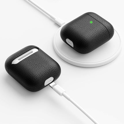 Keybudz Artisan nahast kaitseümbris Apple AirPodsi ümbrisele, ümbrisekate, ehtne nahk, kõrvaklapid, kõrvaklappide tarvikud, laadimisümbris, must