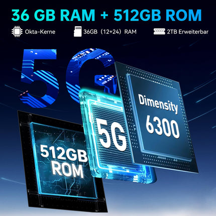 OUKITEL WP35 Pro Outdoor Mobile Phone 5G - 11000mAh Outdoor Smartphone Without Contract Android 14, 36GB RAM + 512GB ROM Construction Site Mobile Phone 6.6 inches, 64MP + 32MP + 8MP Night Vision Camera, NFC / GPS / Fingerprint / Face ID