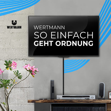 Wertmann Neoprene Cable Sleeve Black [3m] Cable Management for TV or PC Cable Management Desk - Adjustable Diameter - as Flexible Cable Channel Black or as Cable Protection Dog