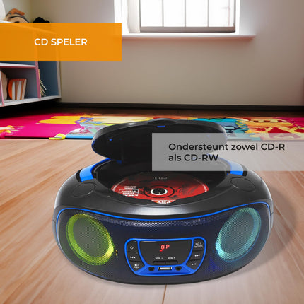 Denver Electronics TCL-212BT - CD Player (4 W, FM, External, Portable CD Player, Blue, 3.5 mm)