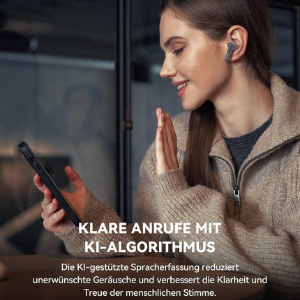Edifier X5 Pro aktiivsed mürasummutavad kõrvaklapid tehisintellektiga täiustatud helistamise, läbipaistvuse, kiirlaadimise, mängurežiimi, IP55 veekindlusega, juhtmevabad Bluetooth 5.3 kõrvaklapid, hallid