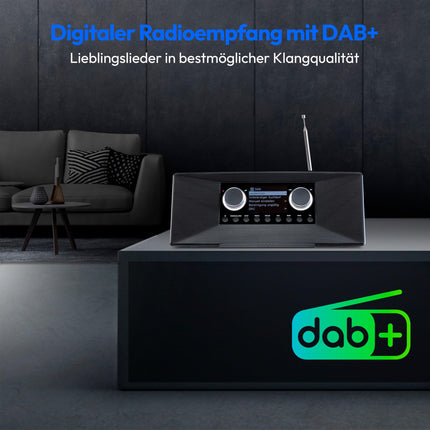 MEDION P85333 internetiraadio DAB+ funktsiooniga (Wi-Fi, FM, Spotify Connect, Amazon Music, DLNA, USB, kõrvaklapipesa, AUX, stereo RCA liiniväljund, unetaimer) must
