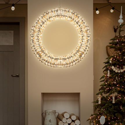 ECD Saksamaa LED-jõulupärg Ø58cm 960 sooja valge mikro-LED-iga ja taimeriga, IP44 veekindel sise- ja välistingimustes, 3D-metallist pärja LED-valgustus, rippuv pärjavalgusti, pärjavalgustusega pärja uksepärg, jõulukaunistus