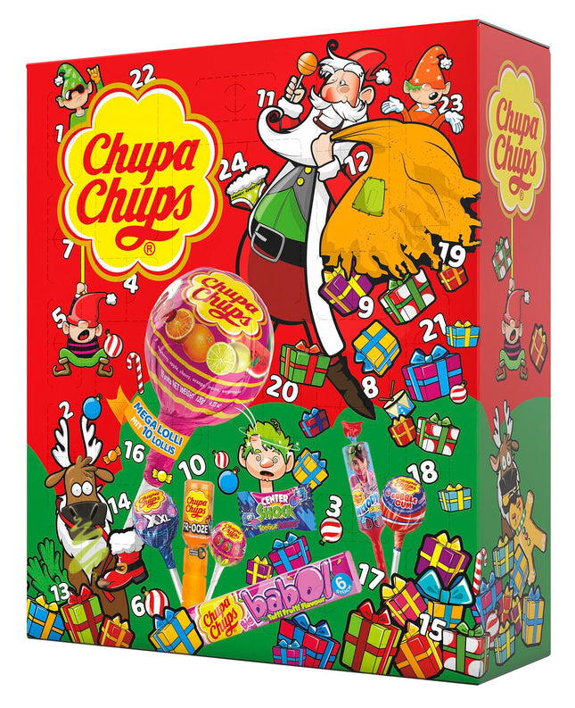 Chupa Chupsi XXL advendikalender 2024, 24 luuki erinevate pulgakommide ja nätsudega, jõulukalender kommidena, 1x872g