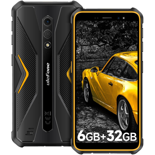 Ulefone Armor X12 välistingimustes kasutatav nutitelefon Android 13 Go 6GB + 32GB/256GB SD 4860mAh 5.45'' HD+ 13MP+8MP IP68 vastupidav mobiiltelefon ilma lepinguta ehitusplatsi telefon 4G kahe SIM-kaardiga NFC GPS 2-aastane garantii - oranž