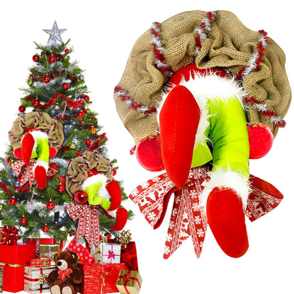 Christmas wreath decorations, plush legs Christmas decorations, Christmas elf body legs for Christmas tree, Christmas thief wreath, exquisite Santa Claus wreath, Christmas wreath Christmas decoration