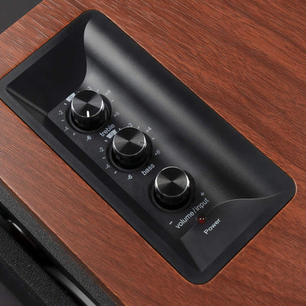 Edifier R1700BTs aktiivkõlarid - Bluetooth v5.0, 2.0 juhtmevabad lähivälja stuudiokõlarid - 66w RMS subwooferväljundiga - puidust korpus, pruun