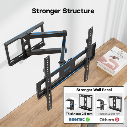 BONTEC teleri seinakinnitus 26–55-tollistele lame- ja kumeratele teleritele, pööratav ja kallutatav, pikendatav teleriklamber, max VESA 400x400 mm, kuni 40 kg, ideaalne nurka paigaldamiseks