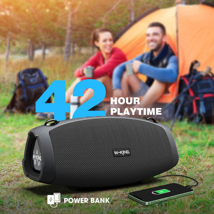 W-KING Bluetooth Speaker Large with Wireless Microphone, (120W Peak) 70W IPX6 Portable Outdoor Speakers Bluetooth Box Music Box, THREE Passive - Deep Bass/DSP/Power Bank/TF/AUX/EQ/Opener