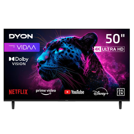 DYON Movie Smart 50 VX - 50-inch (126 cm) TV (4K Ultra HD Smart TV, Triple Tuner (DVB-C/-S2/-T2), App Store, Prime Video, Netflix, YouTube, DAZN, Disney+) [Mod. 2024]