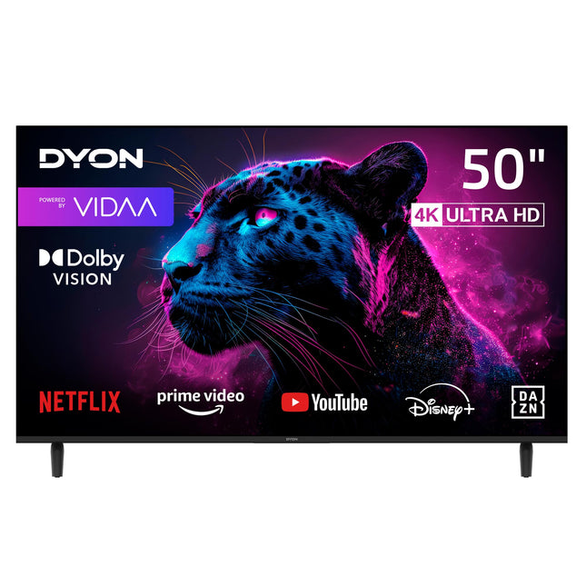 DYON Movie Smart 50 VX - 50-tolline (126 cm) televiisor (4K Ultra HD nutiteler, kolmekordne tuuner (DVB-C/-S2/-T2), App Store, Prime Video, Netflix, YouTube, DAZN, Disney+) [Mod. 2024]