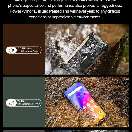 Ulefone Power Armor 13 Outdoor Mobile Phone without Contract, 13200mAh Battery, Infrared Distance Measurement, 6.81'' 48MP Camera, IP68 Waterproof Android 11 Smartphone, Helio G95 8GB 256GB, NFC Wireless Charging