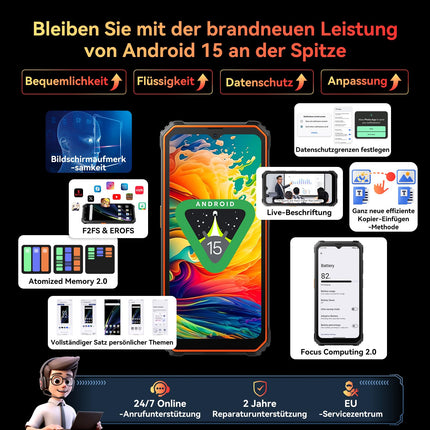Blackview BV4800SE Andriod 15 Outdoor Handy Ohne Vertrag, 12GB+64GB/2TB TF, Gemini AI 90Hz 6.56" Display Outdoor Smartphone Ohne Vertrag, 16MP+8MP Octa-Core NFC, IP69K Buastellenhandy