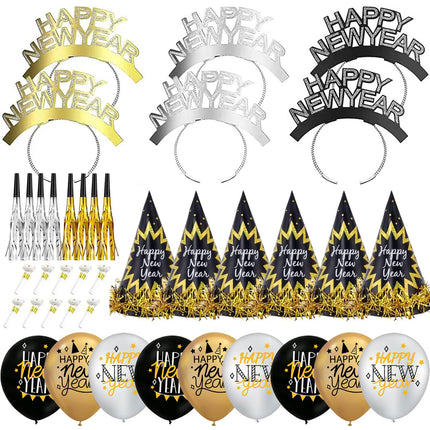 New Year's Eve decoration 2025 New Year's Party Decoration Set, New Year's Party Hats New Year's Eve Headband New Year's Party Horns New Year's Eve Balloons for Children New Year's Eve Decoration 2025 New Year's Party Accessories