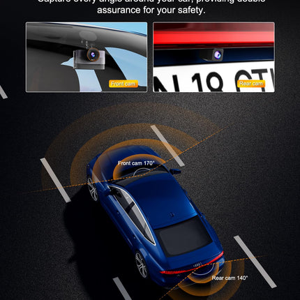Auto videoregistraator ees/taga 4K+1080P, WiFi videoregistraator 64GB mälukaardiga, 3" IPS ekraan, öönägemine+WDR, G-sensor, tsükkelsalvestus, 170°+140° lainurk, 24H parkimisrežiim, rakenduse juhtimine, tugi max 256GB