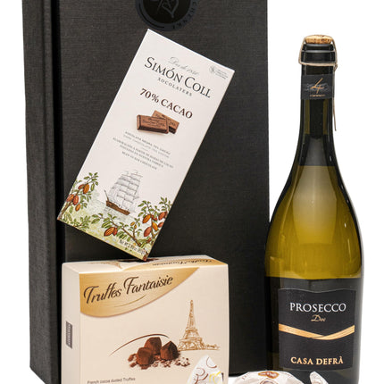 Kinkekomplekt Prosecco šokolaaditrühvlite ja tumeda šokolaadiga