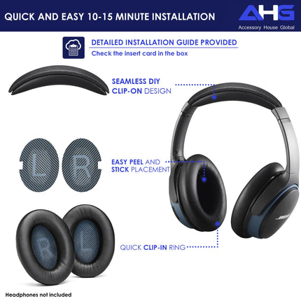 Kvaliteetsed SoundLink AE2 kõrvapadjad ja SoundLink AE2 peavõrupadjad, mis ühilduvad Bose SoundLink Around-Ear 2 / Bose Soundlink AE2 kõrvaklappidega (SLAE2 Combo must)