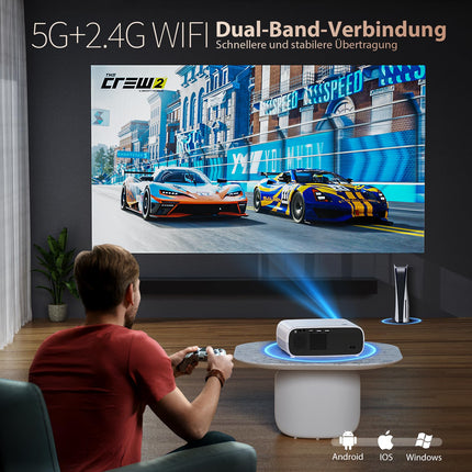 2025. aasta uus suure jõudlusega projektor, toetab Switchi ja PS5-te ilma viivituseta, projektor WiFi ja Bluetoothiga, 20 000 luumenit 4K tugi, Full HD 1080P eraldusvõime (kõrge heledusega versioon)