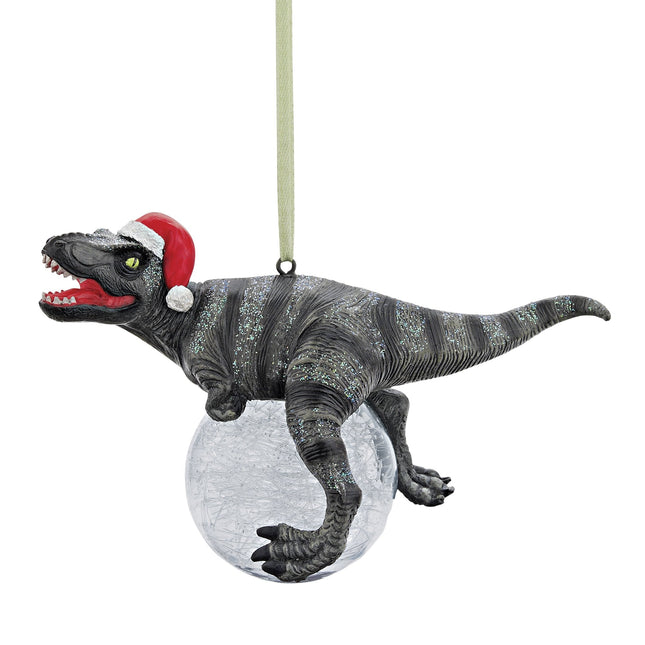 Disain Toscano dinosauruse kujukesed, jõulupuu kaunistus, Blitzer T-Rex koos jõulukaunistusega