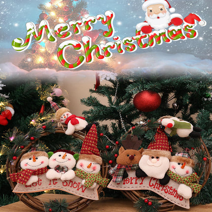 Christmas wreath snowman, 30cm Christmas decoration garland elk, Christmas wreath door wreath outdoor decoration, snowman Advent wreath, suitable for Christmas door, window, fireplace, living room decoration (B)