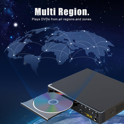 Kompaktne DVD-mängija telerile - HD DVD CD-mängija ilma koodita, HDMI (1080p HD ülesskaleerimine)/AV/koaksiaalväljundiga, USB-sisendi ja mikrofoniväljundiga (1,5 m HDMI-kaabliga)