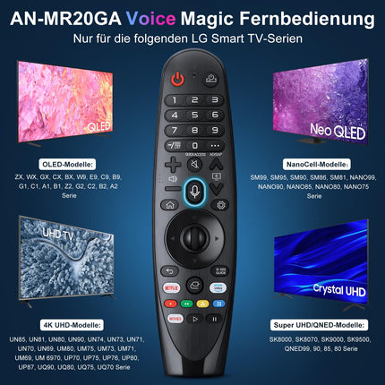 Häälega Magic kaugjuhtimispult LG teleritele UHD OLED QNED NanoCell 8K 4K nutiteleritele, Magic kaugjuhtimispuldi asendus originaalsele AKB75855501 AN-MR20GA MR21GA MR22GA MR19BA MR18BA-le, kursori funktsiooniga
