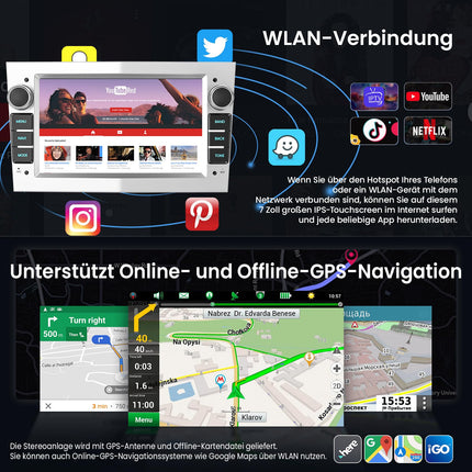 Android 13 autoraadio Opel Astra, Meriva, Corsa, Antara, Vectra, Combo, Zafira mudelitele – 2+32 GB 7-tolline IPS-puuteekraan, juhtmevaba CarPlay ja Android Auto, Hi-Fi heli, GPS, WiFi, Bluetooth-hääljuhtimine