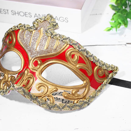 Oidea Vintage Veneetsia maskeraadimask meestele: Retro karnevali Mardi Gras mask Halloweeni muusikalise kostüümipeo Veneetsia maskeraadiballi mask, punane